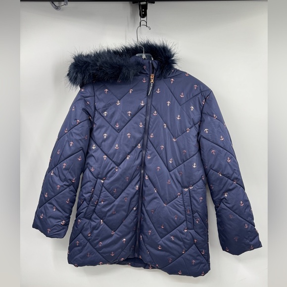 Nautica Girls L Heavyweight Hooded Winter Puffer Coat with Full Zip AOP - Picture 1 of 8